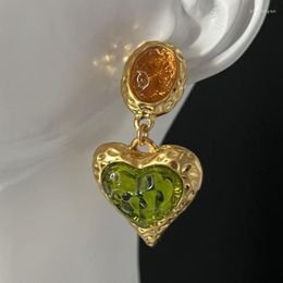 Hoop Earrings Medieval Lava Glaze Love Pendant For Women's Temperament Exquisite Macaron Candy Color Accessories