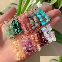 Charm Fashion Jewellery Small Rock Mineral Stone Crystal Charms Earrings Natural Amethysts Chips Gravel Tassel Quartz Dangle E Dhgarden Dhln7