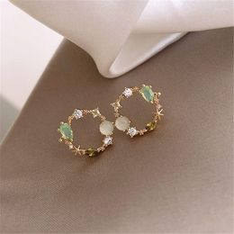 2024 Stud Earrings For Women Jewellery Fashion Brincos Gift Arrival Classic Round Pink Green Crystal Sweet Flower Female earrings earrings Crystal Earrings