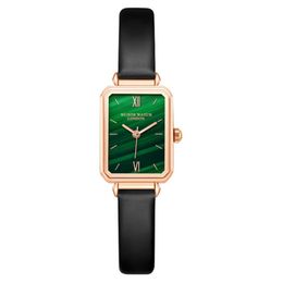 Soft and Colorful Green Dial Simple Temperament Womens Watch Quartz Stundents Watches Rectangle Delicate Girls Wristwatches WLISTH282u