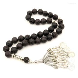 Link Bracelets Large Tasbih Volcanic Rock Beige Black Sbaha Muslim Bracelet Arabic Jewellery Wholesale Gift Accessories Selling Rosary