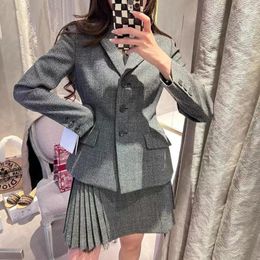 Women's Suits Wool Blazer Women Fashion Silk Lined Fall 2023 V-neck Causal Long Sleeve Coat Single-breasted Lady Outerwear