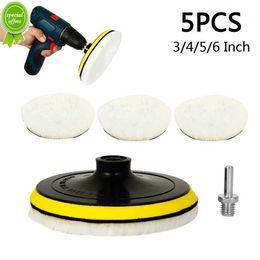 New 5Pcs Car Polishing Kit Self-Adhesive Buffing Waxing Sponge Wool Wheel Polish Pad for Car Polisher Drill Adapter Detail Cleaning