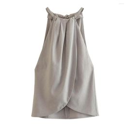 Women's Blouses Maxdutti 2023 Summer Shirt Women French Sleeveless Linen Fashion Vintage Halter Camisole Blouse Tops