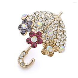 Brooches Fashion Crystal Umbrella Lovely Brooch Delicate Accessories Decorative Wedding Bridal Chic Jewelry Flower Pin DZ027