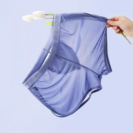 Underpants Men Home Shorts Solid Colour Bouncy Loose Breathable Fine Mesh Underwear Quick Drying Summer Sport Casual Boxers Panties