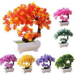 Decorative Flowers & Wreaths Simulation Fake Potted Bonsai Tree Artificial Plant Desk Ornament Home Decor1