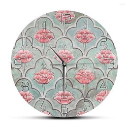 Wall Clocks Vintage Mughal Rounded Printed Acrylic Retro Old School Style Home Decor Living Room House Warming Gift