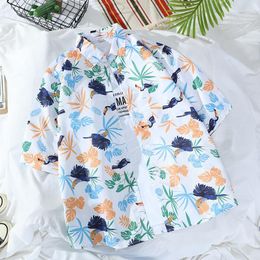 Men's Casual Shirts Hip Hop Streetwear Button Up Summer Japanese Fashion Graphic T Ropa Hawaii Beach Men Harajuku Tops Vintage