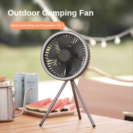 Fans DQ212 Air Cooling Fan USB Chargeable Desk Tripod Stand with Night Light Portable Outdoor Camping Ceiling Fan Home Appliances