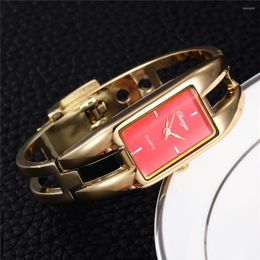 Wristwatches Luxury Gold Metal Women Watches Fashion Girl Bracelet Vintage Elegant Stainless Steel Bangle Quartz Female Clock Watch