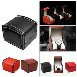 Single Watch Boxes Fashion Artificial Leather Square Jewelry Case Display Gift Box Watches Portable Durable Display Cabinet262Z