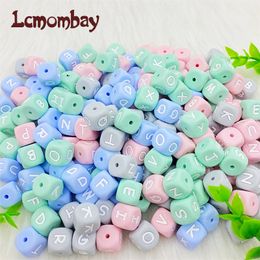 Baby Teethers Toys 100/300/500pcs Silicone letters Beads 12mm colourful Baby Teethers Beads Chewing Alphabet Bead For DIY Personalized Name 230516