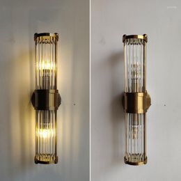 Wall Lamps Minimalist Villa Creative Living Room Background Decoration Sconce Lighting Nordic Crystal Brass Bedside Led Lamp