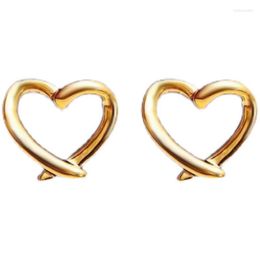 Stud Earrings Arrival 24K Yellow Gold Women 999 Heart