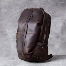 Backpack Vintage Luxury Genuine Leather Men's Women's Fashion Travel Teens Large Capacity