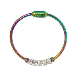 Bangle Vintage Style Titanium Steel Multicolour Crystal Bracelets Personalised Magnetic Clasp For Women's Bangles