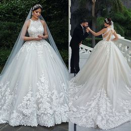 Romantic Lace Wedding Dress Appliques Sleeveless Bridal Gowns Custom Made Embroidery Lace Robe de mariee