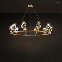 Chandeliers LED Postmodern Crystal Designer Round Chandelier Lighting Suspension Lampen For Dinning RoomLight Luxury