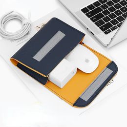 Storage Bags PU Leather Sleeve Bag Pouch With Hook & Loop For Laptop Mouse Power Adapter USB Cable Headset Colourful Digital Accessory