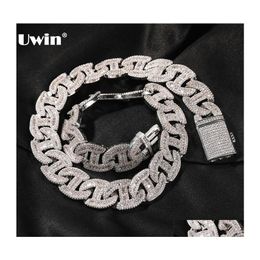 Chains Uwin 17Mm Heavy Miami Baguette Zircon Necklaces For Men Iced Out Cuban Link Chain Aaa Cz Prong Setting Hip Hop Jewelry Drop D Dhvnq