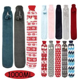 Heaters 52*9.5cm Hand Warmer Extra Long Hot Water Bottle Bag with Flannel Pocket Cover Hand Feet Warming Water Filling Hot Water Bag 1L