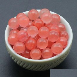 Loose Gemstones Natural 8/10/16/18/20Mm Cherry Quartz Nonporousball Round Gemstone Crystal Ball Diy Nonporous Stone Beads Drop Deliv Dhlg6