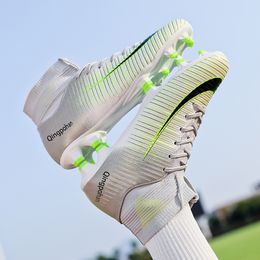 Safety Shoes Men Football Boots For Kids Soccer Cleats Boots Long Spikes TF AG Ankle High Top Sneakers Soft Indoor Turf Futsal Soccer Shoes 230516