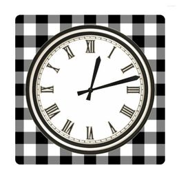 Wall Clocks Minimalist Black And White Cheque Pattern Kitchen Decor Square Clock Country Style Modern Design Minimalism Lover Watch