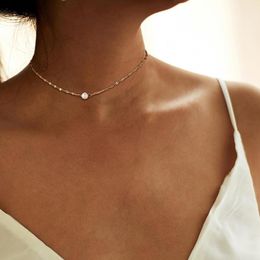 Choker Chokers Lace Chain Necklace With Pearls Stainless Steel Layering Charm Women Wedding Engagement GiftsChokers