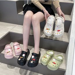 Sandals Cute Slippers Cartoon Baotou Two Wears Shit Feeling Hole Shoes Female Summer Leisure Thick Sole Anti Slip Sandals HA6332-5-09