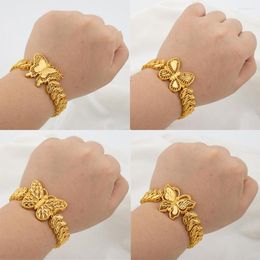 Link Bracelets Gold Plated Bracelet For Women Girls Copper Hand Chain Butterfly Charm Nigerian Dubai Arabic Fashion Jewellery Accessory