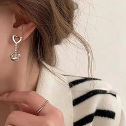 Dangle Earrings 2023 Goth Vintage Harajuku Zircon Crystal Heart Pendant For Women Trend Luxury Aesthetic Jewellery Accessories Gifts