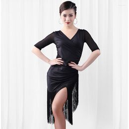 Stage Wear Tassel Latin Dance Dress For Women Fringes Dancing Costumes Female Ballroom Tango Cha Rumba