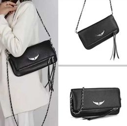 Luxury designer Womens Bag Wings Diamond-ironing Plain Messenger Sheepskin Leather Zadig Et Voltaire Crossbody Handbags Two Chain Ladies Clutch Hasp Bags