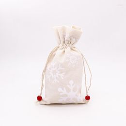 Jewelry Pouches 2pcs 13 23cm Designer Christmas Snowflake Drawstring Cotton Canvas Gift Bag For Children Storage Candy Packaging