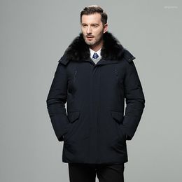 Men's Down White Duck 20% Winter Coat Men Real Rex Fur Collar Plus Size Puffer Jacket Warm Casaco 1907 YY1452