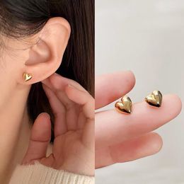 Stud Earrings 1 Pair Big Heart Earring Bright Smooth Metal Waterproof Earings For Women Gold Colour Charm Cute Jewellery Gift 2023 Trend