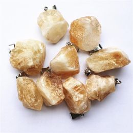 Pendant Necklaces Fashion High Quality Natural Citrines Healing Gems Stones Raw Ore Vintage For Jewelry Making 6PCS WholesalePendant