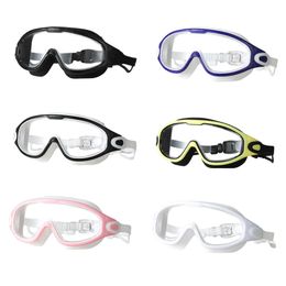 goggles Flat Light Swimming Goggles Anti-fog Snorkelling Diving Swim Eyewear Plating Big Frame Glasses Adult Men Women for Water Sports P230516
