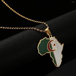 Pendant Necklaces Silver Plated Africa Arginian Enamel Flag Gold Color Trendy Jewelry Map Of Algeria