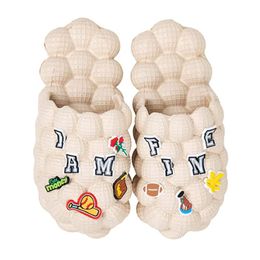 Slippers Bubble Slides With Charms For Women Fashion Chain Inspirational Quotes Bubble Sandals House Slippers Platform Shoes for Men 230316