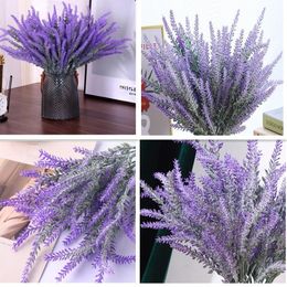 Decorative Flowers & Wreaths Artificial Flocked Plastic Lavender Bundle Fake Plants Wedding Bridle Bouquet Indoor Outdoor Home Kitchen Offic