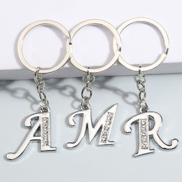 Metal Keychain A-Z Initial Key Ring 26 Capital Letter Key Chains For Women Men Handbag Accessorie Car Keys DIY Jewellery Gifts