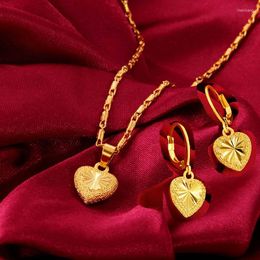 Pendant Necklaces Heart Pikun Flower 24K Gold Plated Earrings Or Necklace Jewellery Women Gifts For Her