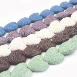 Stone Wholesale 28Mm Colorf Heart Shape Lava Beads Diffuser Essential Oil Natual Bead For Making Bracelet Drop Delivery Jewelry Dhpnv