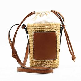 Straw Woven Bag Spring/summer Women's Designer Bag Lafite Grass Fashion Woven Bucket Vegetable Basket Bag Handbag 230731