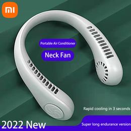 Fans 2022 New Xiaomi Portable Hanging Neck Fan USB Rechargeable Bladeless Mute Wireless Sports Fans Summer Air Cooler Cooling Fans