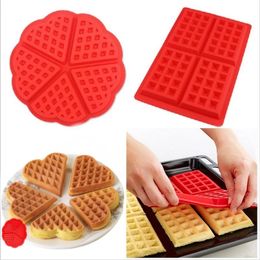 50pcs 4/5 Cavities Waffle Mould Non-stick Food Grade Silicone Waffle Maker Baking Cake Mould Biscuits Chocolate Candy Baking Tools