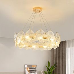 Chandeliers French Living Room Led Chandelier Shell Crystal Light Luxury Simple Modern Bedroom Dining Lamp Home Indoor Lighting Fixture